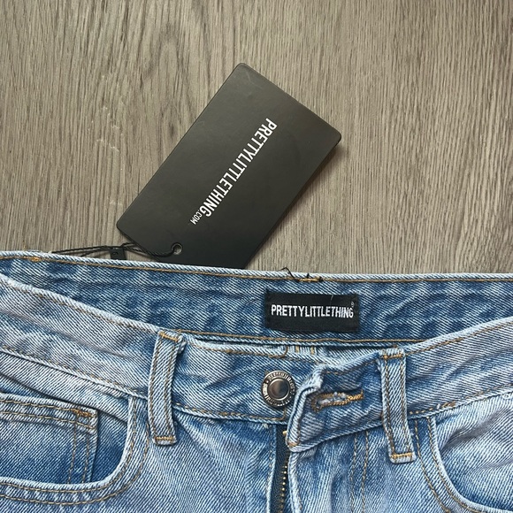 PLT Light Blue Wash Ripped Split Hem Straight Leg Jeans - Picture 2 of 4